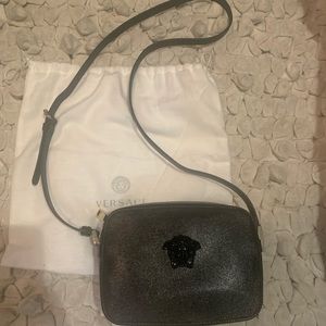 Versace Calfskin Palazzo Medusa Camera Bag Blue